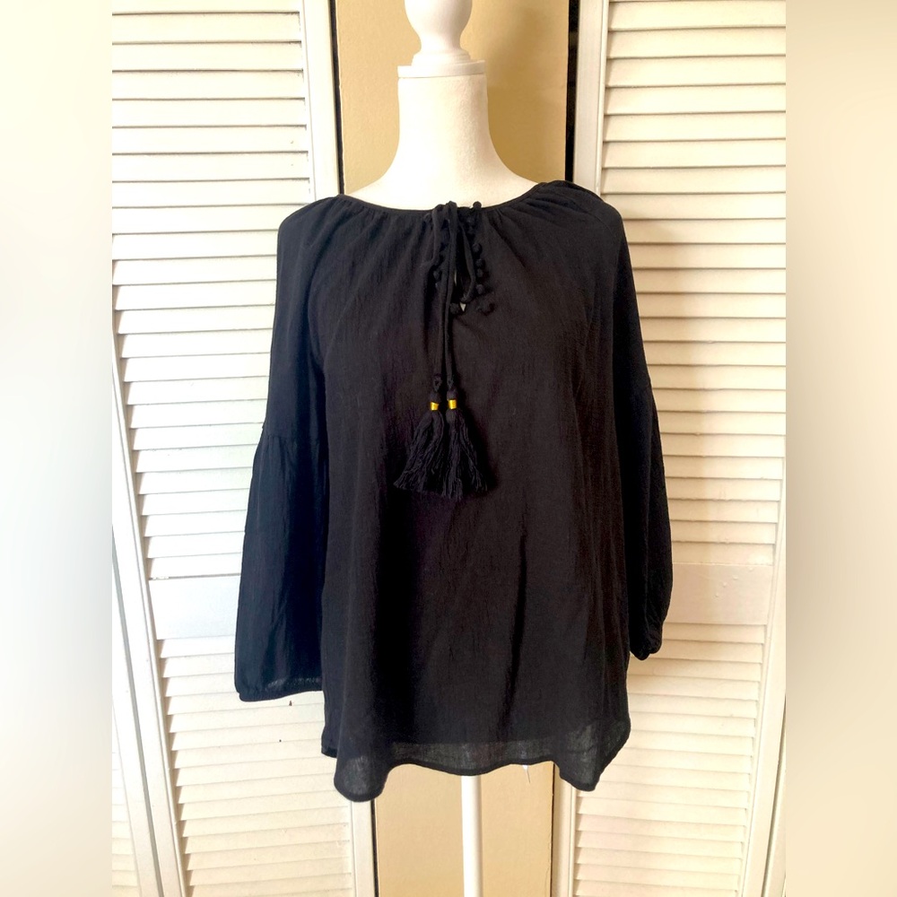 Johnny Was Black Cotton Blouse Size S